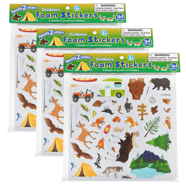 EDUCATORS RESOURCE CE-10124-3 Ready 2 Learn Foam Stickers, Outdoors, Pack Of 164 Stickers, Set Of 3 Packs