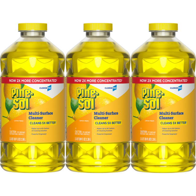 THE CLOROX COMPANY 10044600606078 CloroxPro Pine-Sol Multi-Surface Cleaner, Lemon Fresh, 80 Fl Oz, Pack Of 3 Bottles THE CLOROX COMPANY 10044600606078 CloroxPro Pine-Sol Multi-Surface Cleaner, Lemon Fresh, 80 Fl Oz, Pack Of 3 Bottles