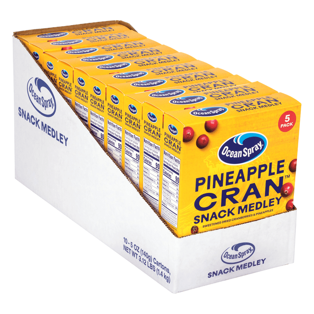 OCEAN SPRAY CRANBERRIES, INC. 00031200022127 Ocean Spray Pineapple Cran Snack Medley, 1 Oz, 5 Packs Per Box, Set Of 10 Boxes OCEAN SPRAY CRANBERRIES, INC. 00031200022127 Ocean Spray Pineapple Cran Snack Medley, 1 Oz, 5 Packs Per Box, Set Of 10 Boxes