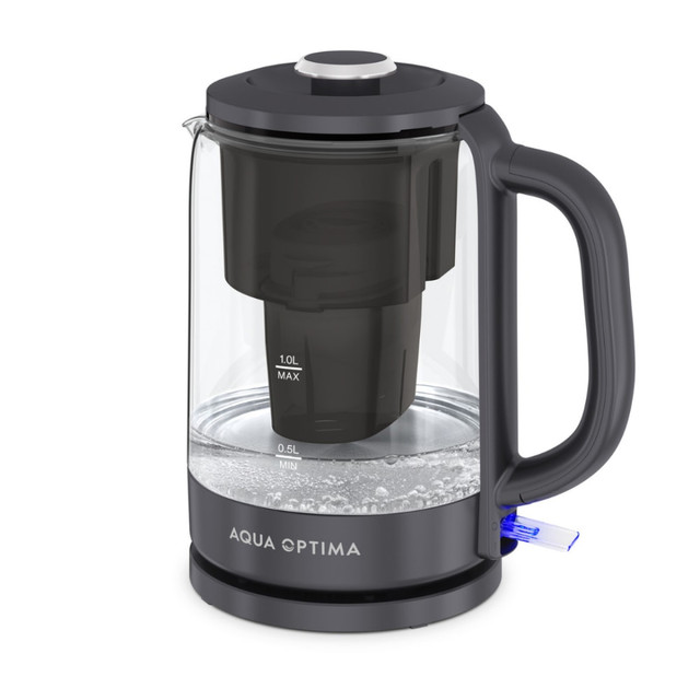 GS1 UK KT3001 Aqua Optima Electric 1.7L Plastic Kettle With Water Filter, Black