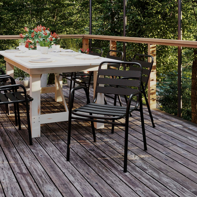 FLASH FURNITURE TLH018CBK Lila Aluminum Indoor/Outdoor Restaurant Stack Chair, Black FLASH FURNITURE TLH018CBK Lila Aluminum Indoor/Outdoor Restaurant Stack Chair, Black