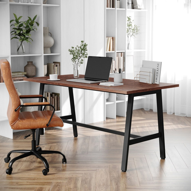FLASH FURNITURE MTM6030WLTABF Redmond Commercial 60x30 Conference Table with 1in Thick Double Sided Laminate Table Top with PVC Edging and Heavy Duty A-Frame Steel Base, Walnut FLASH FURNITURE MTM6030WLTABF Redmond Commercial 60x30 Conference Table with 1in Thick Double Sided Laminate Table Top with PVC Edging and Heavy Duty A-Frame Steel Base, Walnut