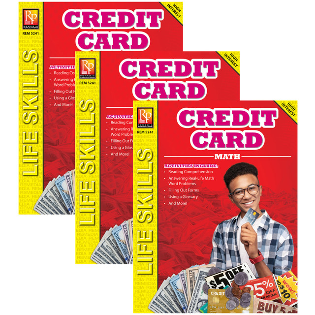 EDUCATORS RESOURCE REM5241-3 Remedia Publications Math Series Life Skills Workbooks, Credit Card Math, Grade 6 To 12, Pack Of 3 Workbooks