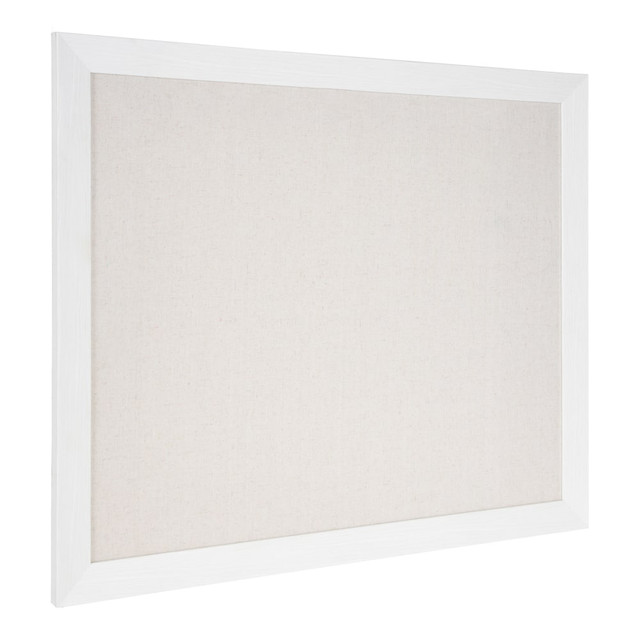 UNIEK INC. 217360 DesignOvations Beatrice Non-Magnetic Framed Linen Fabric Pinboard, 27in x 33in, Beige, White Plastic Frame