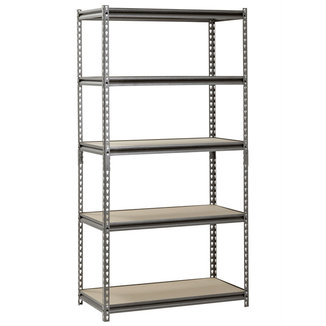 EDSAL SANDUSKY CORP UR361872PB5P-SV Edsal Muscle Rack Heavy Duty Boltless Steel Shelving Unit, 5-Shelf, 72inH x 36inW x 12inD, Silver EDSAL SANDUSKY CORP UR361872PB5P-SV Edsal Muscle Rack Heavy Duty Boltless Steel Shelving Unit, 5-Shelf, 72inH x 36inW x 12inD, Silver