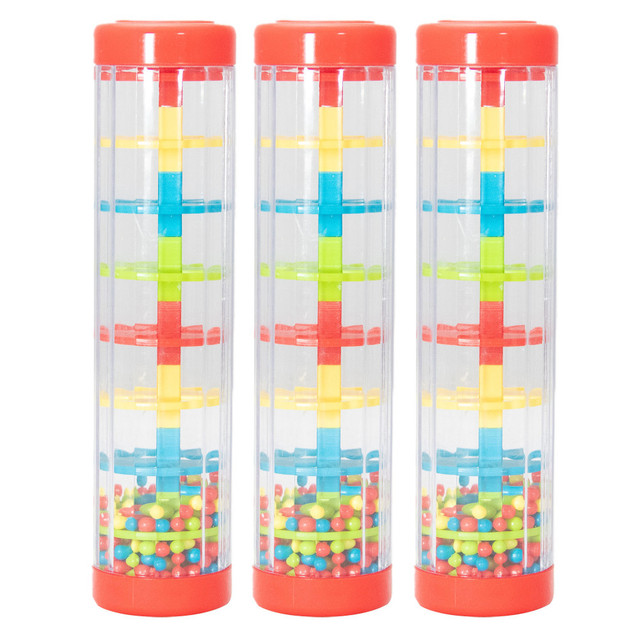 Create the sound of rain with the Westco Educational Products 4in Mini Rainshakers. These rainshakers come in 2 distinct sizes for easy handling, and they're made of plastic for durability.  Colorful beads cascade down the tube when turned upside down, creating a rain-like sound.  Small size is suitable for kids, large size is ideal for adults.  Made of durable plastic.