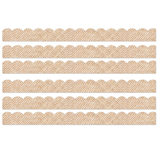 EDUCATORS RESOURCE CD-108523-6 Carson Dellosa Education Scalloped Bulletin Board Borders, True to You Woven Bamboo, 39ft Per Pack, Set Of 6 Packs