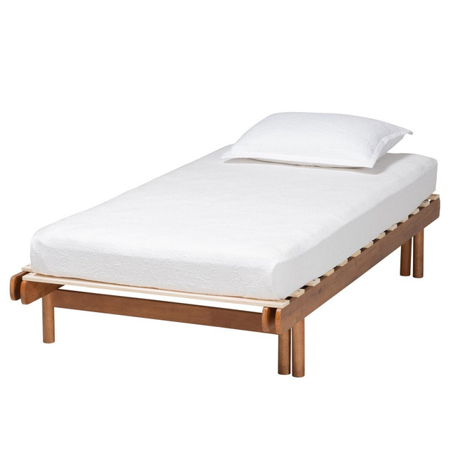WHOLESALE INTERIORS, INC. 2721-13449 Baxton Studio Bolivia Wood Expandable Twin To King Bed Frame, 12-7/16inH x 74inW x 74-13/16inD, Walnut Brown