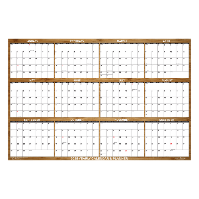 RELIABLE MAP COMPANY OF FLORIDA, LLC DBA SWIFTMAPS AND GRAPHICS SG 2025 WOOD 2025 SwiftGlimpse Daily/Yearly Wall Calendar, 24in x 36in, Rustic Brown, January 2025 To December 2025, SG 2025 WOOD RELIABLE MAP COMPANY OF FLORIDA, LLC DBA SWIFTMAPS AND GRAPHICS SG 2025 WOOD 2025 SwiftGlimpse Daily/Yearly Wall Calendar, 24in x 36in, Rustic Brown, January 2025 To December 2025, SG 2025 WOOD