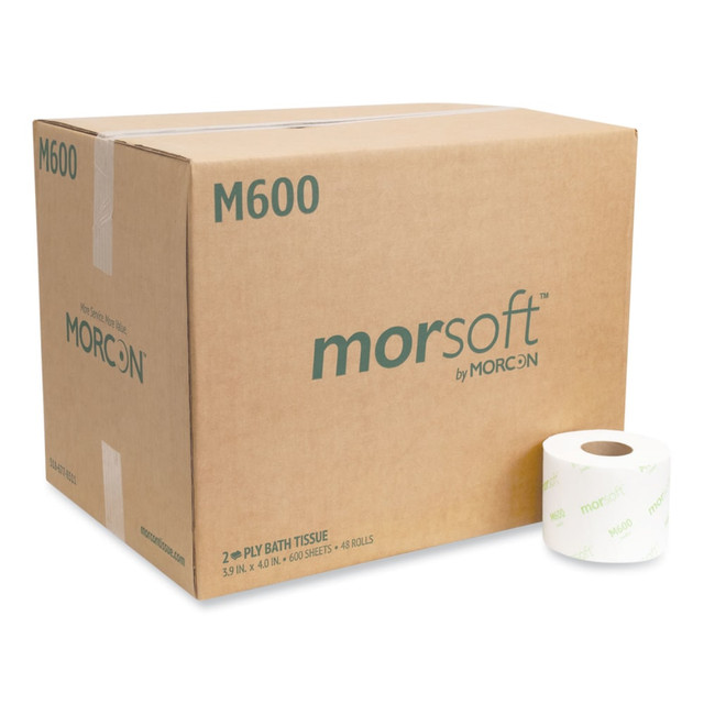 MORCON, INC. M600 Morcon Tissue Morsoft Controlled Bath Tissue, Septic Safe, 2-Ply, White, 600 Sheets/Roll, 48 Rolls/Carton