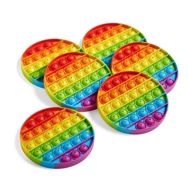 LEARNING RESOURCES, INC. HTM95429 Hand2Mind Circular Alphabet Pop It Fidgets, Multicolor, Set Of 6 Fidgets