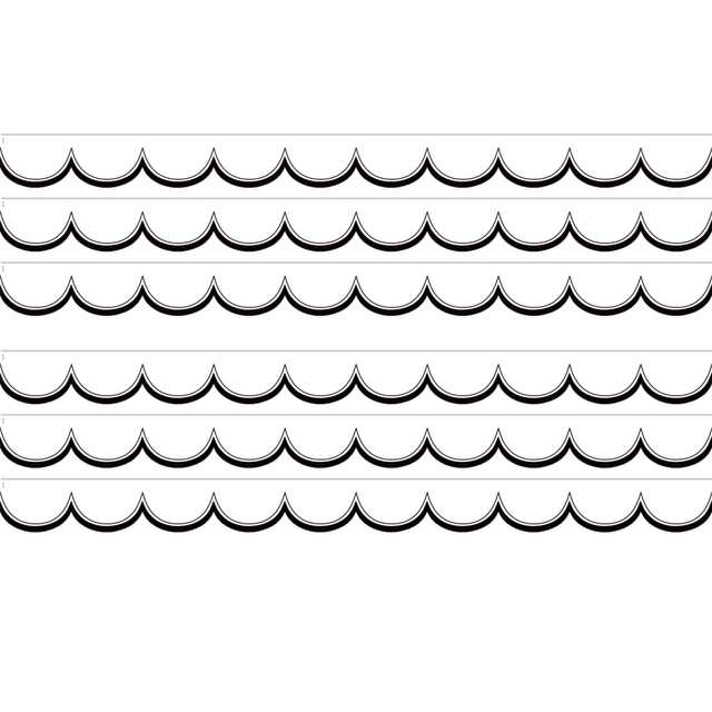 EDUCATORS RESOURCE TCR3951-6 Teacher Created Resources Scalloped Border Trim Pack, 35', White/Black, Set Of 6 Packs EDUCATORS RESOURCE TCR3951-6 Teacher Created Resources Scalloped Border Trim Pack, 35', White/Black, Set Of 6 Packs