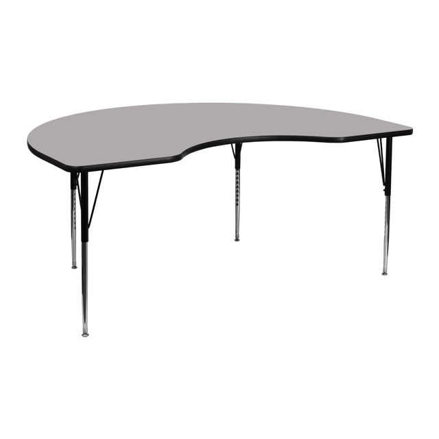 FLASH FURNITURE XUA4872KIDGYHA  High-Pressure Laminate Kidney Activity Table With Height-Adjustable Legs, 30-1/4inH x 48inW x 72inD, Gray