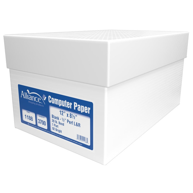 TST/IMPRESO INC 1188 Alliance Continuous Feed Computer Paper, 12in x 8-1/2in, White, 20 lb