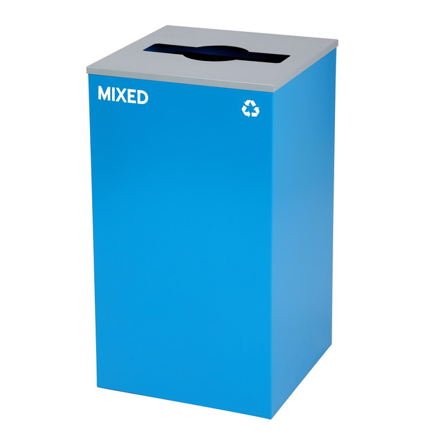 ADIR CORP. ALP4450KITBLUM-MIX Alpine Industries Stainless Steel Mixed Recycling Bin With Mixed Lid, 29 Gal, 30inH x 16-15/16inW x 16-15/16inD, Blue