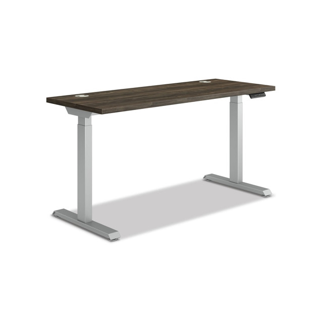HNI CORPORATION HAT3SBFLORSLV2258 HON Coordinate 58inW Adjustable Height Standing Desk, 3-Stage Base, Florence Walnut/Silver HNI CORPORATION HAT3SBFLORSLV2258 HON Coordinate 58inW Adjustable Height Standing Desk, 3-Stage Base, Florence Walnut/Silver