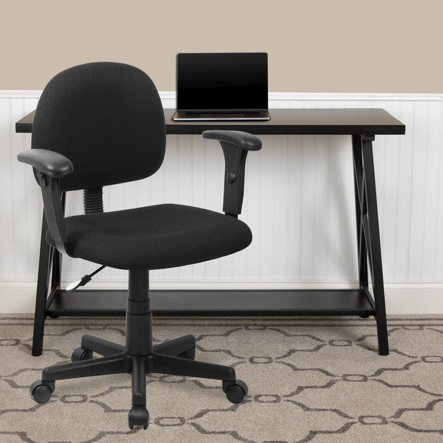 FLASH FURNITURE BT6601BKA  Fabric Mid-Back Swivel Task Chair, Black