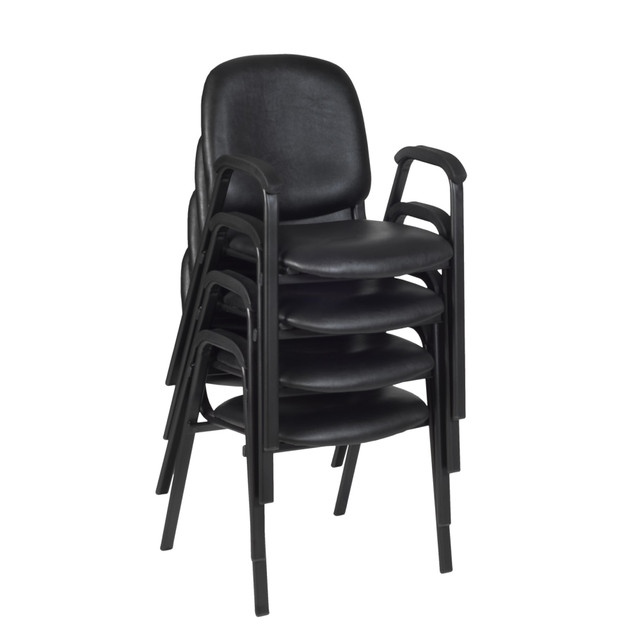 REGENCY SEATING, INC. 2125LBK4PK Regency Ace Vinyl Stacking Chairs With Arms, Black, Pack Of 4 Chairs