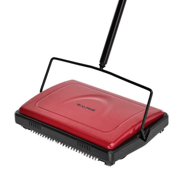 ADIR CORP. ALP469-RED-NEW Alpine Industries Manual Triple-Brush Floor And Carpet Sweeper, 42-1/2inH x 11-1/16inW x 7-15/16inD, Red