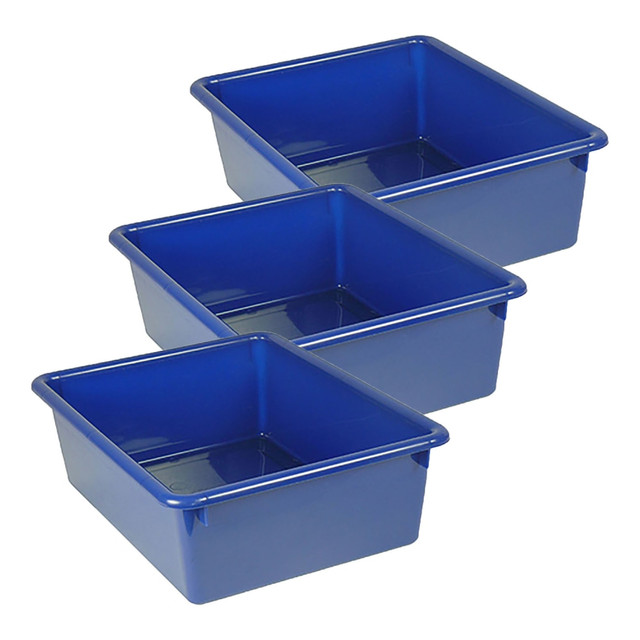 EDUCATORS RESOURCE ROM13104-3 Romanoff Products Double Stowaway Trays, 5-1/2inH x 13-1/2inW x 16inD, Blue, Pack Of 3 Trays EDUCATORS RESOURCE ROM13104-3 Romanoff Products Double Stowaway Trays, 5-1/2inH x 13-1/2inW x 16inD, Blue, Pack Of 3 Trays
