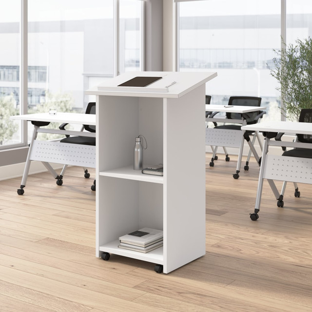BUSH INDUSTRIES INC. NVD129WH Bush Business Furniture Envision Stand Up Lectern, 29inW x 48inH, White, Standard Delivery BUSH INDUSTRIES INC. NVD129WH Bush Business Furniture Envision Stand Up Lectern, 29inW x 48inH, White, Standard Delivery