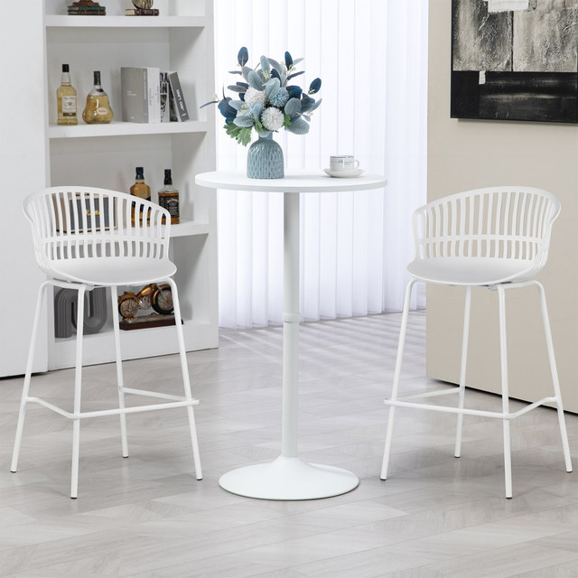 GLAMOUR HOME GHSTL-1669 Basia Plastic Counter Height Stools With Back, White, Set Of 2 Stools GLAMOUR HOME GHSTL-1669 Basia Plastic Counter Height Stools With Back, White, Set Of 2 Stools