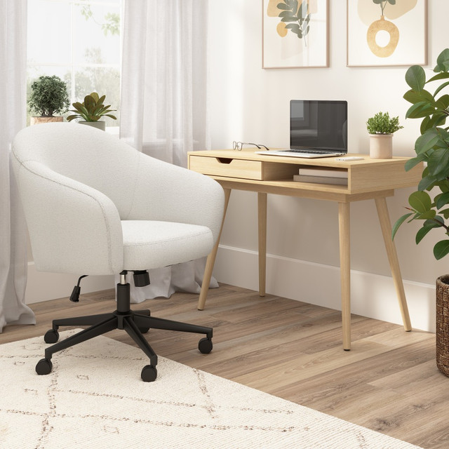 BUSH INDUSTRIES INC. NRA002NO Bush Furniture Nora 40inW Small Writing Desk and Chair Set for Home Office, Natural Oak/Light Cream Fabric, Standard Delivery BUSH INDUSTRIES INC. NRA002NO Bush Furniture Nora 40inW Small Writing Desk and Chair Set for Home Office, Natural Oak/Light Cream Fabric, Standard Delivery