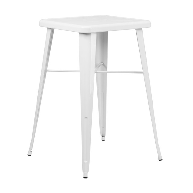 FLASH FURNITURE CH31330WH  Commercial Grade 23.75in Square Metal Indoor-Outdoor Bar Height Table, White