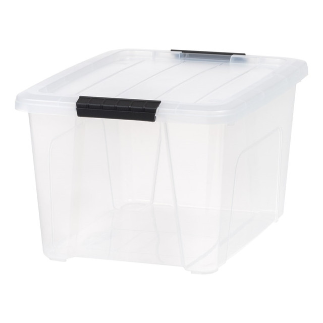 IRIS USA, INC. 100144 Iris Stack And Pull Totes, 32 Qt, Clear, Set Of 6 Totes