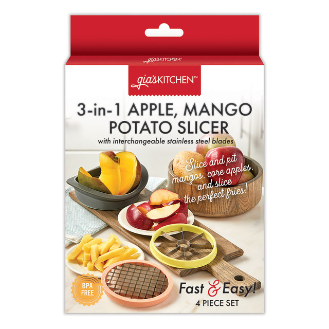 D2 MARKETING 22901 giasKITCHEN 22901 3-in-1 Fruit and Vegetable Multi-Slicer, Stainless Steel, 2-1/2inH x 6inW x 7inD, Multicolor D2 MARKETING 22901 giasKITCHEN 22901 3-in-1 Fruit and Vegetable Multi-Slicer, Stainless Steel, 2-1/2inH x 6inW x 7inD, Multicolor
