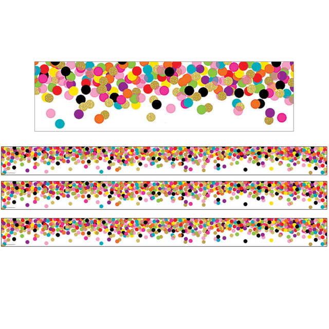 EDUCATORS RESOURCE TCR8952-3 Teacher Created Resources Straight Border Trim Rolls, 50', Confetti, Pack Of 3 Rolls