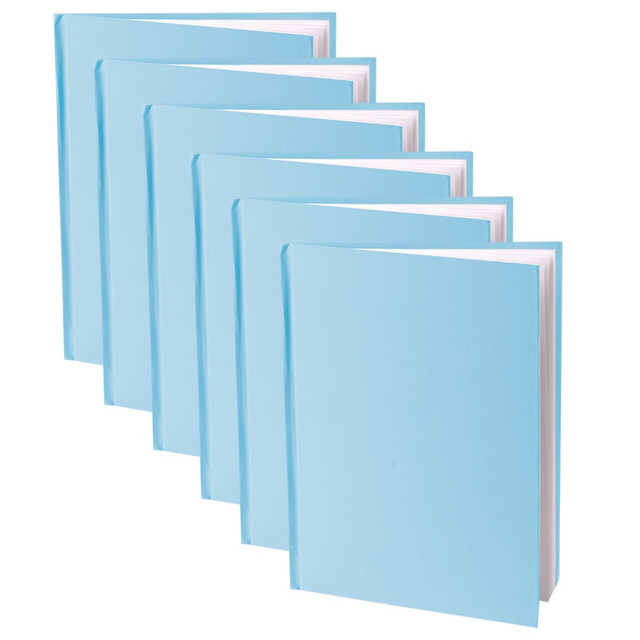 EDUCATORS RESOURCE ASH10716-6 Young Authors Hardcover Blank Book, 11inH x 8-1/2inW Portrait, 14 Sheets/28 Pages, Blue Cover, White Pages, Pack Of 6