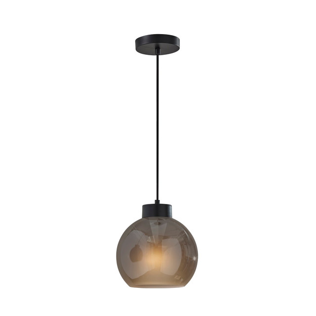 ADESSO INC 3896-01 Adesso Atticus Chandelier Pendant Lamp, 9inW, Smoked Glosted Glass Shade/Black Base