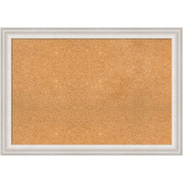 UNIEK INC. A42705383550 Amanti Art Cork Bulletin Board, 40in x 28in, Natural, Trio White Wash Silver Polystyrene Frame UNIEK INC. A42705383550 Amanti Art Cork Bulletin Board, 40in x 28in, Natural, Trio White Wash Silver Polystyrene Frame