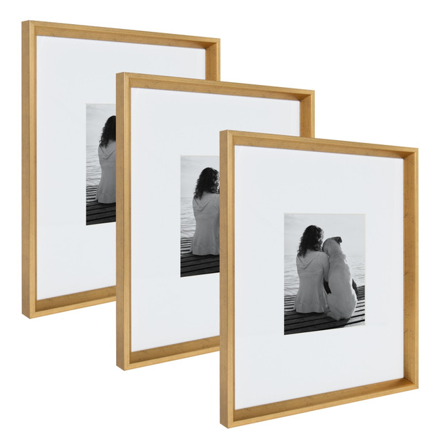 UNIEK INC. 213680 Kate And Laurel Calter Modern Wall Picture Frame Set, 21 1/2in x 17 1/2in With Mat, Gold, Set Of 3 UNIEK INC. 213680 Kate And Laurel Calter Modern Wall Picture Frame Set, 21 1/2in x 17 1/2in With Mat, Gold, Set Of 3