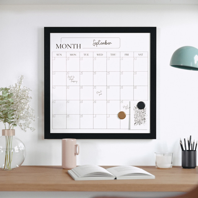 FLASH FURNITURE BRPMMWP4545BK Martha Stewart Everette Magnetic Monthly Calendar Dry-Erase Board, 18in x 18in, Black Wood Grain FLASH FURNITURE BRPMMWP4545BK Martha Stewart Everette Magnetic Monthly Calendar Dry-Erase Board, 18in x 18in, Black Wood Grain