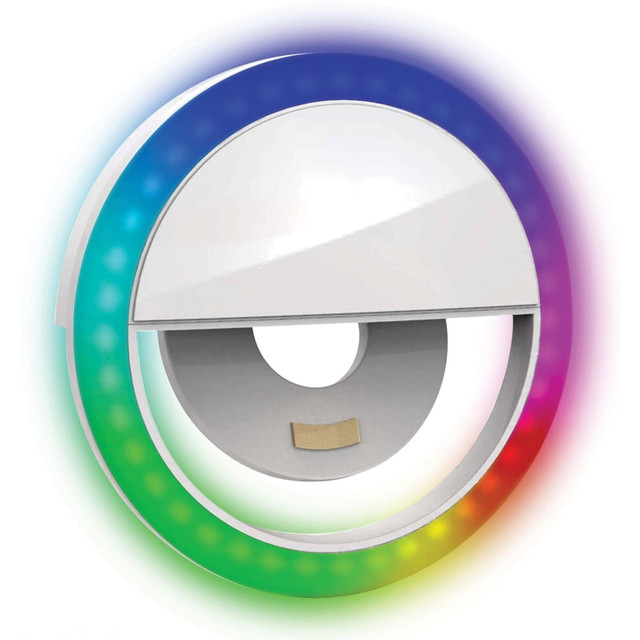 BOWER WA-RGB250  RGB Clip-On Selfie LED Ring Light For Smartphones, 8-3/4inH, 2W, Black