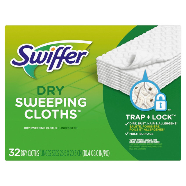THE PROCTER & GAMBLE COMPANY 31822 Swiffer Sweeper Multi-Surface Dry Sweeping Cloth Refills, 6-1/8in, White, Pack Of 32 Refills THE PROCTER & GAMBLE COMPANY 31822 Swiffer Sweeper Multi-Surface Dry Sweeping Cloth Refills, 6-1/8in, White, Pack Of 32 Refills