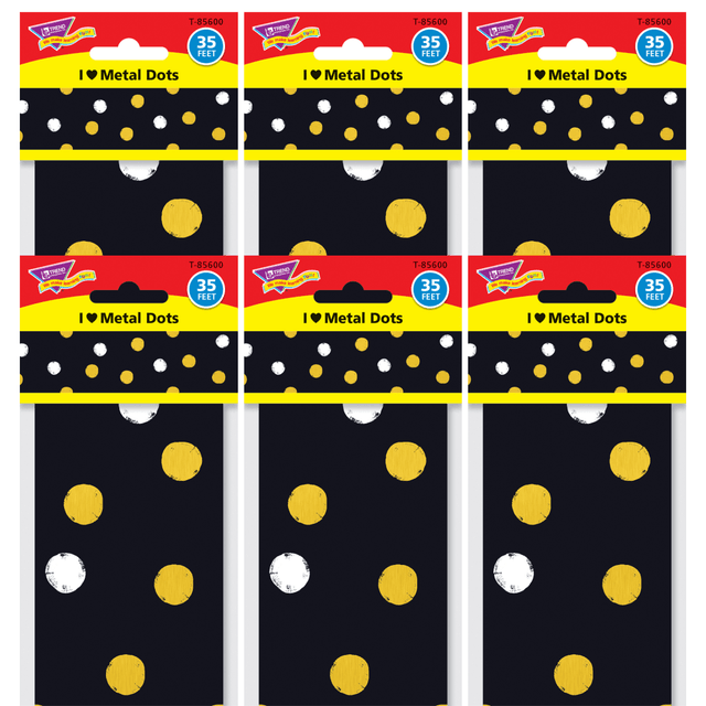 EDUCATORS RESOURCE T-85600-6 Trend I ♥ Metal Bolder Border Packs, 35-3/4in x 2-3/4in, Dots, Set Of 6 Packs EDUCATORS RESOURCE T-85600-6 Trend I ♥ Metal Bolder Border Packs, 35-3/4in x 2-3/4in, Dots, Set Of 6 Packs