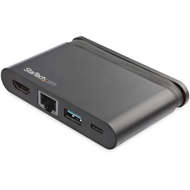 POWER FLEXIBILITY: Mini dock supports laptop USB bus power or up to 100W Power Delivery Passthrough (8W for dock) using your USB-C power adapter to charge laptop & device w/ BC 1.2 (1.5A) USB-A port  DESIGNED FOR PORTABILITY: Compact USB-C multiport adapter has a 6in (15cm) wrap around cable to prevent tangling in your bag; for on-the-go users, work from home, office workstations & boardrooms  WIDE DEVICE COMPATIBILITY: Travel dock for USB-C laptops, ultrabooks, chromebooks, tablets & phones like MacBook Pro/Air, HP EliteBook, Dell XPS/Latitude, Lenovo ThinkPad X1 & Surface Laptop 3/Book 3  WIDE OS COMPATIBILITY & EASY SETUP: USB Type-C multiport adapter hub w/ automatic driver installation & supports Windows, macOS, Chrome OS, and Android; compatible w/ Thunderbolt 3 (TB3)  PORTABLE DOCKING STATION: 4K 30Hz HDMI UHD video (4096x2160p/3840x2160p), Gigabit Ethernet, 1x USB-A (5Gbps, Fast Charging), 1x USB-C (5Gbps) w/ 100W PD 3.0 Passthrough; supports ultrawide monitors