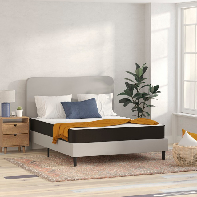 FLASH FURNITURE CLE238BQ  Capri Comfortable Sleep CertiPUR-US Certified Foam And Innerspring Hybrid Mattress, Queen, 8inH x 60inW x 80inL, Gray