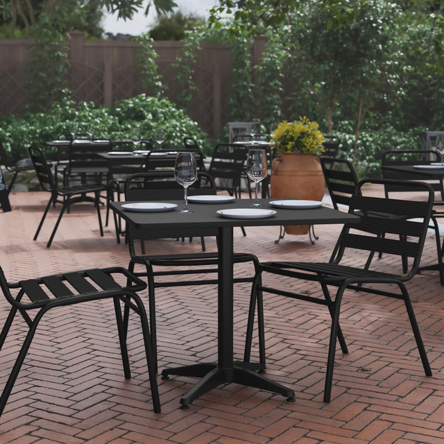 FLASH FURNITURE TLH0533BK  Square Metal Indoor/Outdoor Furniture Table With Base, 27-1/2inH x 31-1/2inW x 31-1/2inD, Gray/Black