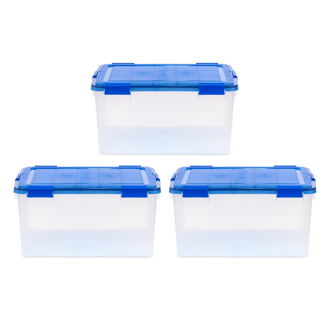 IRIS USA, INC. 500141 Iris Ultimate Weathertight Storage Boxes, 23-5/8inL x 20-1/16inW x 16-3/16inH, 62.8 Qt, Clear, Set Of 3 Boxes IRIS USA, INC. 500141 Iris Ultimate Weathertight Storage Boxes, 23-5/8inL x 20-1/16inW x 16-3/16inH, 62.8 Qt, Clear, Set Of 3 Boxes