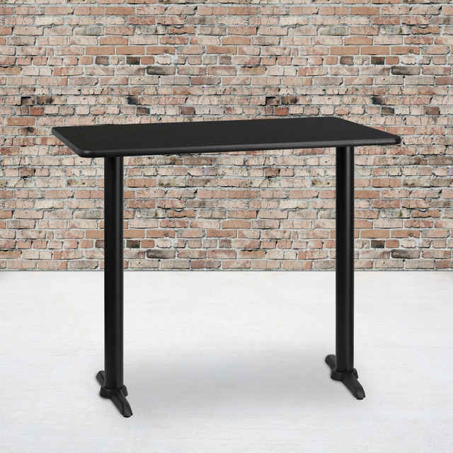 FLASH FURNITURE XUBK3048T0522B Laminate Rectangular Table Top With Bar-Height Table Bases, 43-1/8inH x 30inW x 48inD, Black FLASH FURNITURE XUBK3048T0522B Laminate Rectangular Table Top With Bar-Height Table Bases, 43-1/8inH x 30inW x 48inD, Black