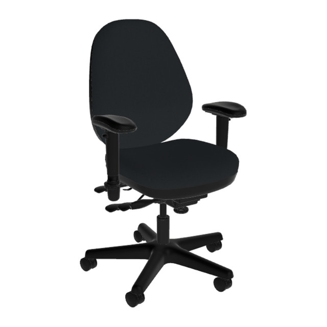 The Sitmatic Goodfit Small Scale Ergonomic Fabric Mid-Back Office Chair is modifiable to tailor to various individual needs. This adjustable office chair is designed with an independently adjustable seat and back to provide ergonomic support. PressureCast foam provides additional comfort for all-day use.  Full scale ergonomic office chair offers comfort throughout the day.  Recommended for professional use 8-10 hours per day.  Weight capacity tested to support 400 lb.  Overall Dimensions: 37-3/4inH x 24inW x 24inD.  PressureCast foam seat for reliable comfort.  Thoracic and sacral cradles merge into a lumbar crest provide back support.  Independently adjustable seat and back.  Adjust seat height with a fingertip lever.  Tilt adjustment lets users easily adjust the chair"s tilt angle.  Adjustable arm design.  Oversized 60mm casters roll easily on virtually any floor.  Swivel base provides an enhanced range of motion.  Some assembly required.  Backed by the manufacturers limited lifetime warranty.  ANSI/BIFMA Compliant - This product has been tested and verified for compliance with rigorous performance requirements and safety standards related to specific furniture products.  Meets/Exceeds Flammability Standard TB117-2013.