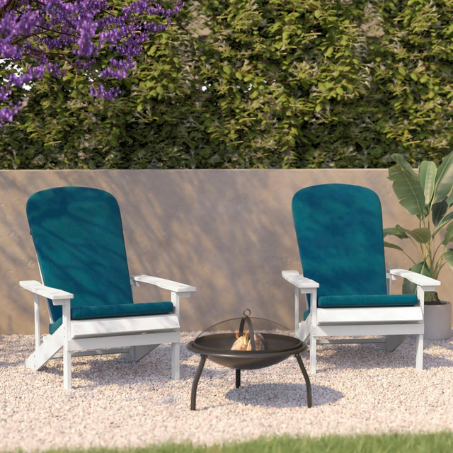 FLASH FURNITURE 2JJC14501CSTLWH Charlestown All-Weather Outdoor Furniture Adirondack Chairs With Cushions, Teal/White, Set Of 2 Chairs FLASH FURNITURE 2JJC14501CSTLWH Charlestown All-Weather Outdoor Furniture Adirondack Chairs With Cushions, Teal/White, Set Of 2 Chairs