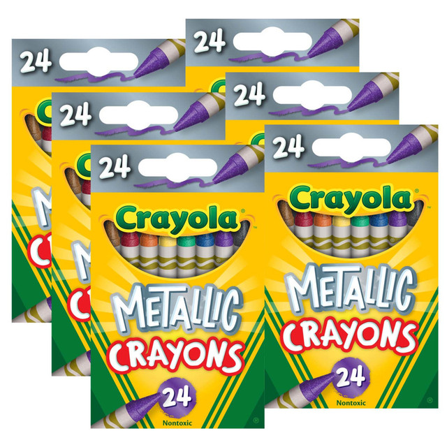 EDUCATORS RESOURCE BIN528815-6 Crayola Metallic Crayons, Standard Size, Assorted Colors, 24 Crayons Per Pack, Set Of 6 Packs EDUCATORS RESOURCE BIN528815-6 Crayola Metallic Crayons, Standard Size, Assorted Colors, 24 Crayons Per Pack, Set Of 6 Packs