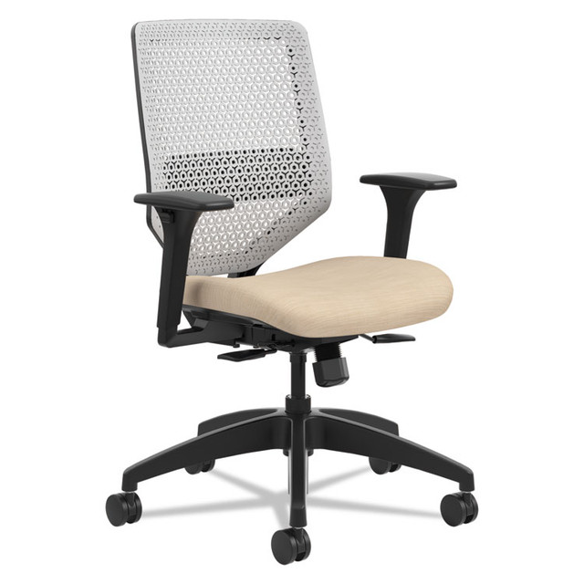 HON COMPANY SVR1AILC22TK Solve Series ReActiv Back Task Chair, Supports Up to 300 lb, 18" to 23" Seat Height, Putty Seat, Titanium Back, Black Base