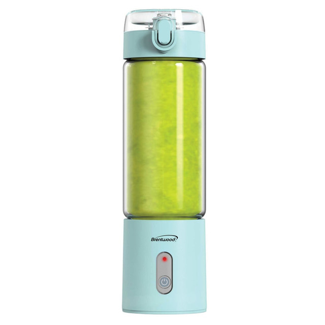 BRENTWOOD APPLIANCES, INC. RJB-100BL Brentwood 50-Watt 17 Oz Portable Battery-Operated USB-Chargeable Glass Blender, Blue