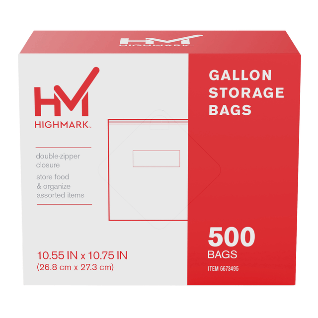 OFFICE DEPOT SBGN500 Highmark Plastic Storage Bags, Gallon Size, Clear, Pack Of 500 Bags